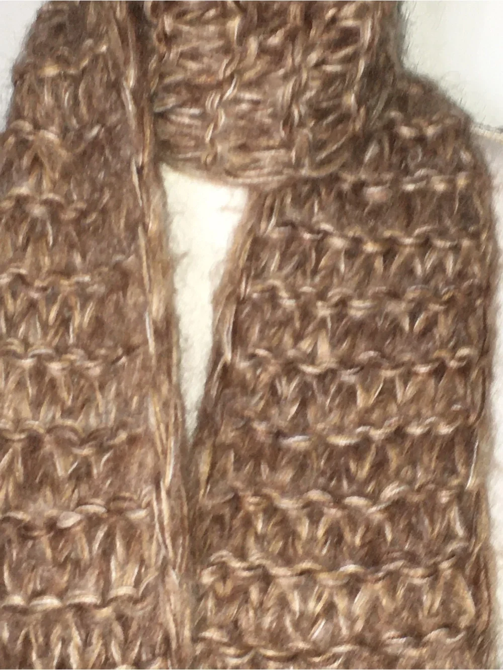 Beige Cozy Chunky Knit Fringe Scarf